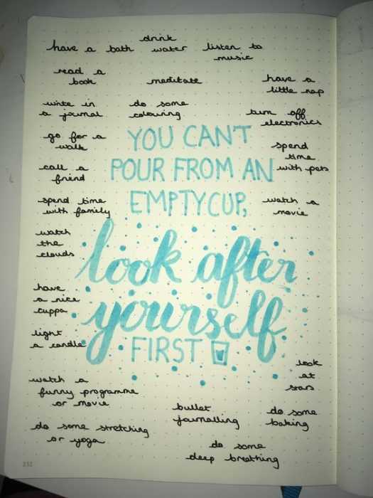Bullet Self Care List