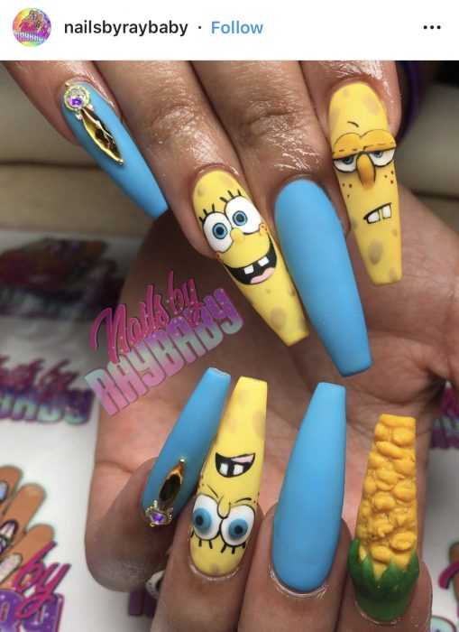 Img_2689 Creative Diy Nail Ideas Sponge Bob