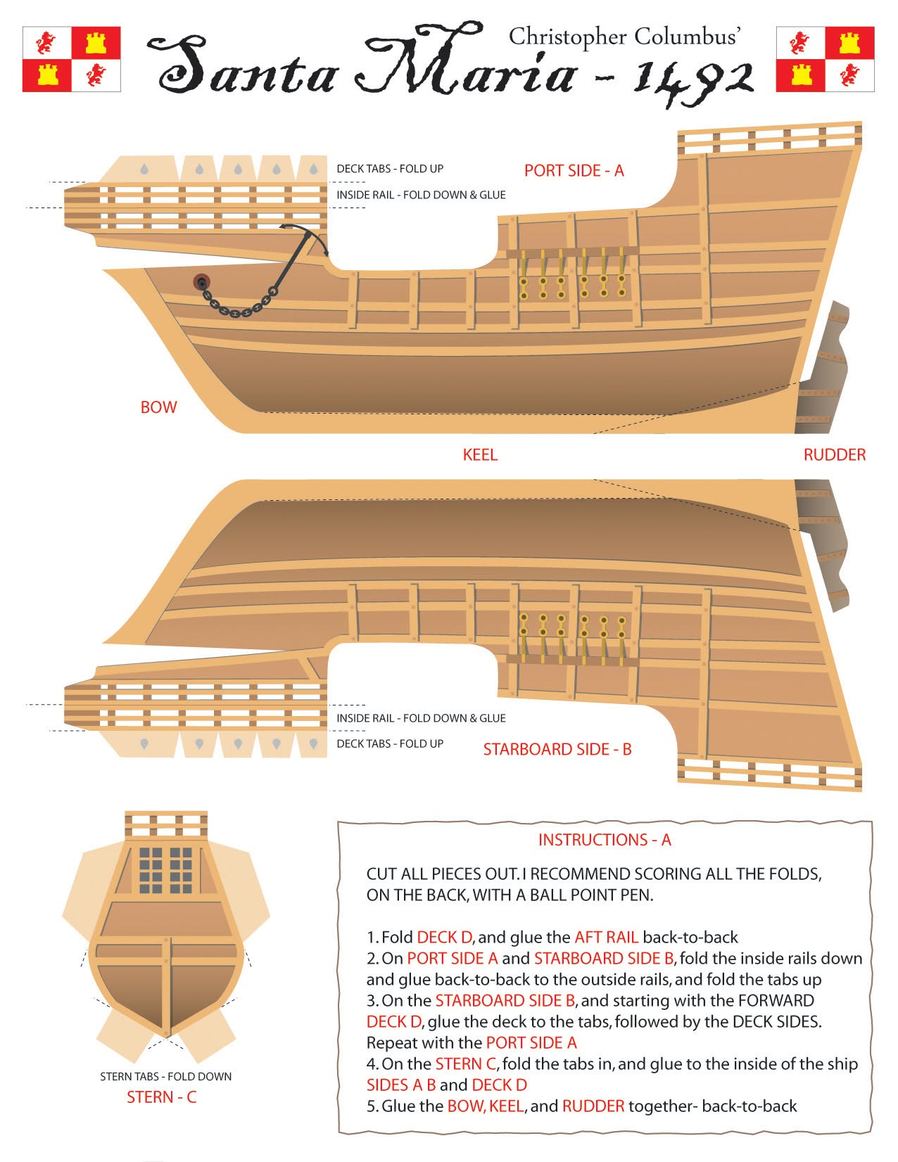 Santa-Maria-Christopher-Columbus-Ship-Paper-Cutout Santa Maria Christopher Columbus Ship Paper Cutout