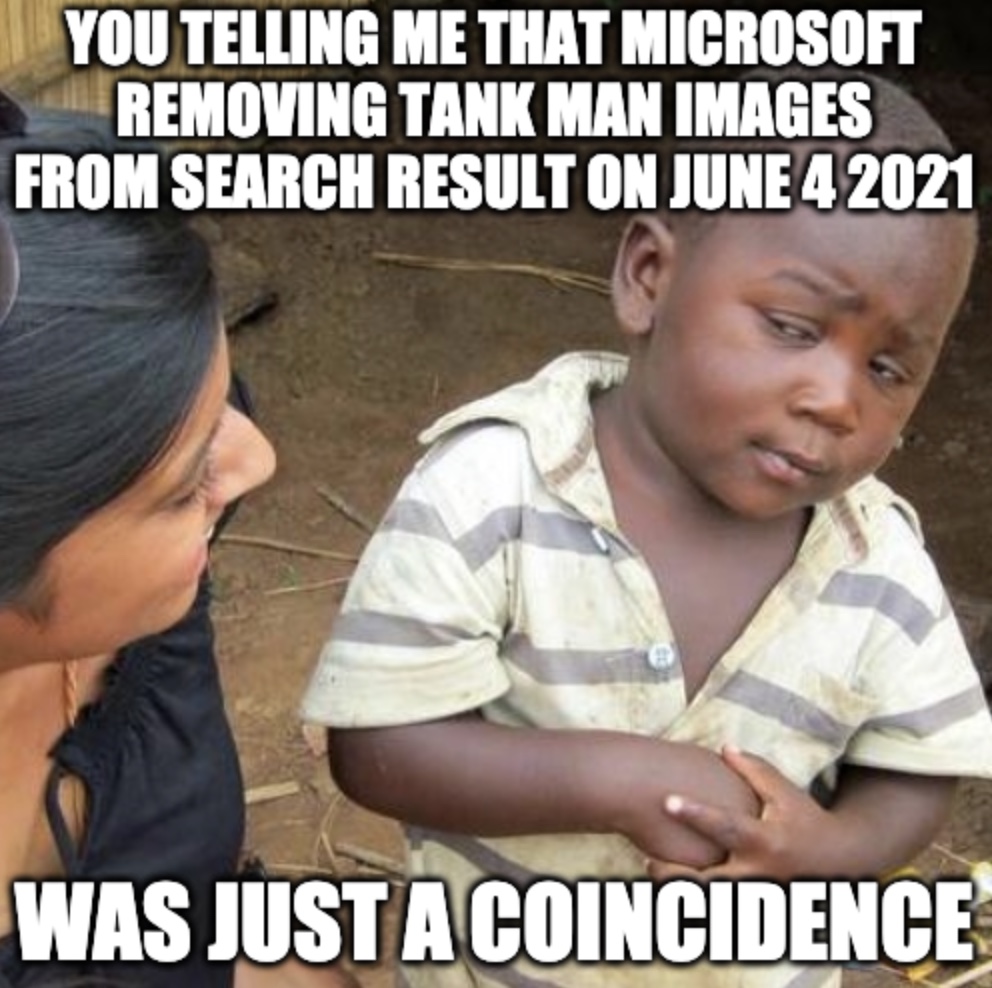 Microsoft Removes Tank Man Meme